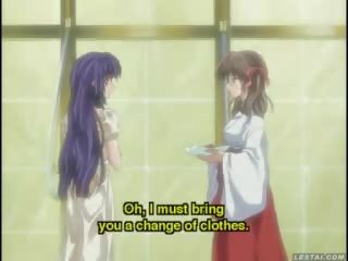 Žavus hentai anime mergina spanked į a vonia